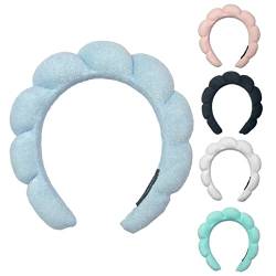DQLO Spa-Stirnband für Frauen, Spa-Stirnband, Make-up-Stirnband zum Waschen des Gesichts, niedliches Haarband für Dusche, Hautpflege-Stirnbänder zum Gesichtswaschen (blau) von DQLO