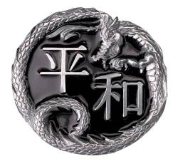 DRAGON DESIGNS TANSIDE LTD. Gürtelschnalle mit Drachen-Friedens-Symbol in Geschenkbox, Schwarz , Einheitsgröße von DRAGON DESIGNS TANSIDE LTD.