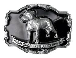DRAGON DESIGNS TANSIDE LTD. Staffordshire Bull Terrier Gürtelschnalle mit Geschenkbox, Schwarz , Einheitsgröße von DRAGON DESIGNS TANSIDE LTD.