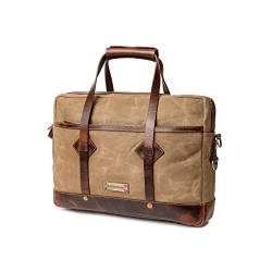 DRAKENSBERG Aktentasche 'Noah' für Herren aus gewachstem Canvas mit Leder - wasserabweisende Laptoptasche, 10L - Khaki-Sand, DR00601 von DRAKENSBERG