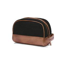 DRAKENSBERG Canvas Kulturbeutel Herren 'Glen' - Klassische Vintage Kulturtasche, Leder, elegant, edel, nachhaltig, 5L - Schwarz, DR00287 von DRAKENSBERG