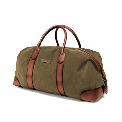 DRAKENSBERG Weekender 'David' (M) - Kleine Reisetasche Herren, Damen aus Canvas mit Leder, erweiterbar, 45L - Oliv-Grün, DR00126-M von DRAKENSBERG