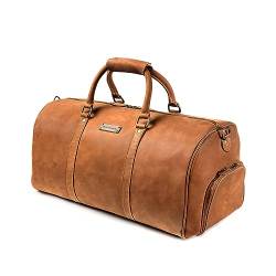 DRAKENSBERG Weekender 'Finn' - Leder Reisetasche mit Schuhfach, Damen, Herren, handgepäcktauglich, 40L - Cognac-Braun, DR00320 von DRAKENSBERG