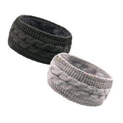 2 Stück Winter Stirnband Damen Strick Ohrenwärmer Haarband Haarreifen Accessoires Weihnachts Stirnband Warm Cozy Geflochtener Herbst Haarband Blumen Breit Women Laufen Haarschmuck Haarreif Haarreifen von DRALOFAO