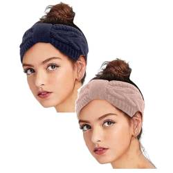 2 Stück Winter Stirnband Damen Strick Ohrenwärmer Haarband Haarreifen Cozy Laufen Haarschmuck Fleece Kostüm Merinowolle Beauty Haarband Sport Breit Hair Weihnachts Stirnband Headbands Haarreifen von DRALOFAO