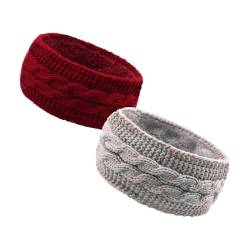 2 Stück Winter Stirnband Damen Strick Ohrenwärmer Haarband Haarreifen Fleece Women Stirnband Cozy Warm Beauty Joggen Haarschmuck Merinowolle Weihnachts Kostüm Hair Haarband Kopftuch Haarreifen von DRALOFAO