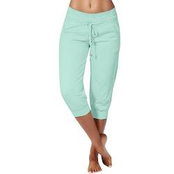 Caprihose Damen Sommer 3/4 Hosen, Damen Sporthosen 3/4 Jogginghose Sommer Freizeithose Loose Fit Trainingshose Mit Taschen und Kordelzug für Jogging von DRALOFAO