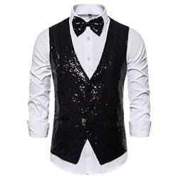 DRALOFAO Blazer Pailletten Regular Goldene Hemd Kleidung 4XL Sakkos Goldenes Kleidung Glitzer Jacket Herren Jacke Glitzer Anzug Herren Fliege Tuxedo Pailletten Anzug, Herren Weihnachts von DRALOFAO