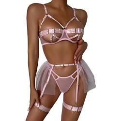 DRALOFAO Body Schwarz Damen BDSM Outfit Festival Outfit Damen Rave Unterwäsche Erotikunterwäsche Dessous Grosse Grössen Damen Transparente Dessous Nachtwäsche Rave Outfit Damen Sexy Techno von DRALOFAO