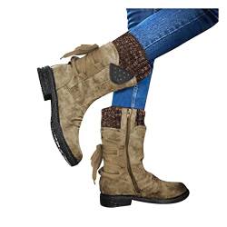 DRALOFAO Damen Stiefel Warme Rutschfeste Boots Warmfutter Classic Bequeme Hike Stiefel Modische Leicht Wasserdichte Gefüttert Schuhe Damenschuhe Schneestiefel, Stiefeletten Damen Herbst von DRALOFAO