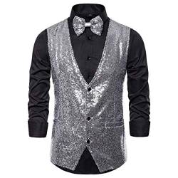 DRALOFAO Glitzer Jacket Golds Freizeit Hemd Anzüge Golds Sakkos Herren Elegant Glitzer Herren Sakko Sakko Pailletten Sakko Herren Frack New Herren Weihnachtsanzug, Herren Schwarz von DRALOFAO