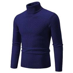 DRALOFAO Rollkragenpullover Herren Herren Langarm Winter Pullover Warm Slim Fit Rundhals Baumwolle Pullover Rollkragen Lang Fit Pullover Dicke Christmas Sweatshirt Pulli Sweater, Langarmshirt Herren von DRALOFAO