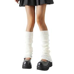 DRALOFAO Stulpen für Damen Mädchen Beinwärmer Warme Kuschel Beinstulpen Winter Weiße Thermo Leg Warmers Kniestrümpfe Schwarze von DRALOFAO