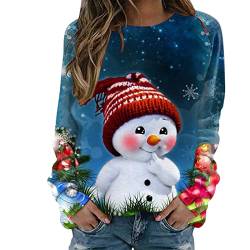 DRALOFAO Weihnachtspullover Damen Casual Langarm Sweatshirt Xmas Lustige Oberteile Weihnachtspulli Hässliche Pullover für Frau Teenager Mädchen von DRALOFAO