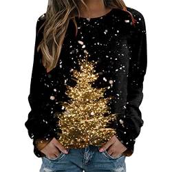 DRALOFAO Weihnachtspullover Damen Casual Langarm Sweatshirt Xmas Lustige Oberteile Weihnachtspulli Hässliche Pullover für Frau Teenager Mädchen von DRALOFAO