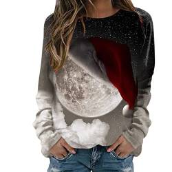 DRALOFAO Weihnachtspullover Damen Casual Langarm Sweatshirt Xmas Lustige Oberteile Weihnachtspulli Hässliche Pullover für Frau Teenager Mädchen von DRALOFAO