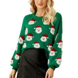 DRALOFAO Weihnachtspullover Damen Rundhals Christmas Sweater Langarm Strickpulli Xmas Christmas Sweater Schneemann Weihnachtspulli Jumper Norwegerpullover Für Winter von DRALOFAO