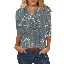 Damen V-Ausschnitt Bluse Blumen Tshirt Casual Hemdbluse Frauen Kurzarm Hemd Elegant Shirt Tunika Tops Oberteile von DRALOFAO