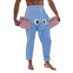 Elefanten Lustig Hose mit Rüssel Männer Lang Herren Pyjama Flanell Männer Hosen Thermohose Freizeithose Winter Hosen Jungen Mädchen Geschenke Herren von DRALOFAO