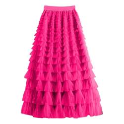 Gelber Tüllrock Pink Damen Tulle Crinoline Bunter Damen Kostüm Tuetuerock Tüll Schwarzer Rock Tüllrock Pink Damen Petticoats Rock Grün Damen Faschings Damen Sexy Roter Tüll, Rock Rot Damen von DRALOFAO