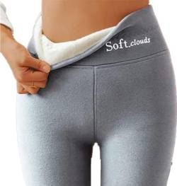 Soft Clouds Fleece Leggings Damen Warm Winter Fleecehose Blickdicht Lammsamt Thermoleggins Dicke Mit Teddyfutter Lang Fleece Gefüttert Kuschel Thermohosen Winterleggings Thermoleggins Plüsch Pants von DRALOFAO