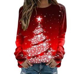 Weihnachtspullover Damen Casual Christmas Pullover Langarm Xmas Sweatshirt Lustige Oberteile Weihnachtsoutfit Weihnachtspulli für Frau Teenager Mädchen von DRALOFAO
