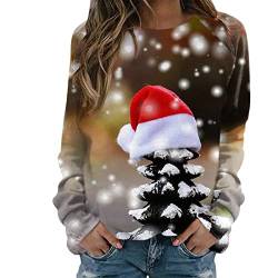 Weihnachtspullover Damen Casual Christmas Pullover Langarm Xmas Sweatshirt Lustige Oberteile Weihnachtsoutfit Weihnachtspulli für Frau Teenager Mädchen von DRALOFAO