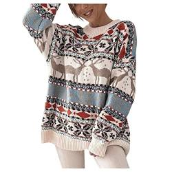 Weihnachtspullover Damen Xmas Langarm Sweatshirt Casual Frauen Christmas Pullover Hässliche Pullover Weihnachtspulli für Frau Teenager Mädchen von DRALOFAO