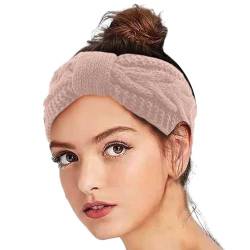 Winter Stirnband Damen Breit Blumen Haarschmuck Cozy Laufen Kopftuch Merinowolle Haarband Kostüm Fleece Strick Joggen Stirnband Kopftuch Haarreif, Haarband Damen von DRALOFAO