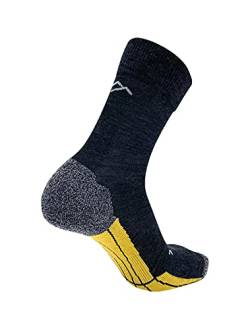 DRASSN Wandersocken, Outdoorsocken, Sportsocken, Radsocken - Damen & Herren - 1 Paar - hochwertige Trekking-Socke auch zum Spazieren, atmungsaktiv aus Merino Wolle - Nachhaltig (Gelb, 39-41) von DRASSN