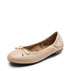 DREAM PAIRS Damen Ballerinas Schuhe Klassische Flache Ballerinas Damen Elegant mit Geschnürte Schleife Nude 37 (EUR) SDFA2310W-E von DREAM PAIRS