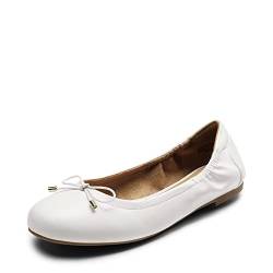 DREAM PAIRS Damen Ballerinas Schuhe Klassische Flache Ballerinas Damen Elegant mit Geschnürte Schleife Weiss 38 (EUR) SDFA2310W-E von DREAM PAIRS