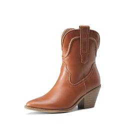 DREAM PAIRS Damen Cowboystiefel Stiefeletten Damen Ankle Booties Damen Boots BRAUN 39 (EUR) SDAB2302W-E von DREAM PAIRS