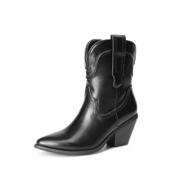 DREAM PAIRS Damen Cowboystiefel Stiefeletten Damen Ankle Booties Damen Boots SCHWARZ 41 (EUR) SDAB2302W-E von DREAM PAIRS