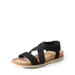 DREAM PAIRS Damen-Espadrilles mit offener Zehenpartie, Elegante Plateau-Sandalen zum Hineinschlüpfen, elastische Knöchelriemen, Keilabsatz-Sandalen,Size 38,SCHWARZ-Wildleder,SDPW2414W von DREAM PAIRS