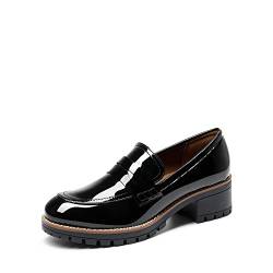 DREAM PAIRS Damen Klassische Loafer Bequeme Mokassins Slippers Business-Schuhe mit Dicker Sohle für Damen,Size 36.5,SCHWARZ-PAT,SDLS2319W von DREAM PAIRS