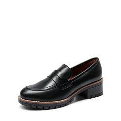 DREAM PAIRS Damen Klassische Loafer Bequeme Mokassins Slippers Business-Schuhe mit Dicker Sohle für Damen,Size 40,SCHWARZ-PU,SDLS2319W von DREAM PAIRS