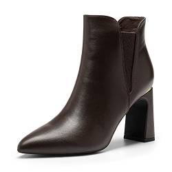 DREAM PAIRS Damen Knöchel Stiefel Anti-Rutsch-Laufsohle PU Obermaterial Chic & Stylisch Trendy Blockabsatz Braun SDAB2206W-E Größe 39 (EUR) von DREAM PAIRS