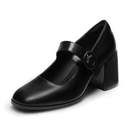 DREAM PAIRS Damen Pumps Frauen Chunky Plattform Mary Janes Schnalle Riemen Wohnungen Seicht Mund Japanisch Süß Lolita Prinzessin Schuhe,Size 38.5,SCHWARZ/PU,SDPU2232W von DREAM PAIRS