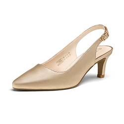 DREAM PAIRS Damen Pumps Slingback Sandalen Pumps für Damen Pointed Toe Kleid Partei Gericht Schuhe Damen Kitten Heel Hochzeit Schuhe SDHS2234W-E Gold PU Größe.6UK/39(EUR) von DREAM PAIRS