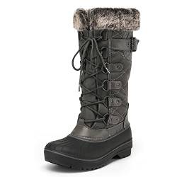 DREAM PAIRS Damen Schneestiefel Schnürung Wasserdichtes Obermaterial Kunstpelz-Futter Rutschfeste Sohle Grau Avalanche-E Größe 36 (EUR) von DREAM PAIRS