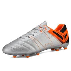 DREAM PAIRS Herren Fußballschuhe Stollen Spikes Cleats Jugen Trainingsschuhe Professionelle Outdoor Sport Football Schuhe Silber/ORANGE/SCHWARZ SDSC2201M-E Größe 41 (EUR) von DREAM PAIRS