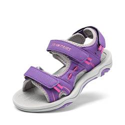 DREAM PAIRS Jungen Mädchen Sandalen Sommer Sportlich Sommerschuhe Mode Turnschuhe Offenen Sportliche Sandalen Athletische Schulschuhe Klettverschluss Sportsandalen LILA/FUCHSIA/HELL/GRAU 32 170891_K von DREAM PAIRS