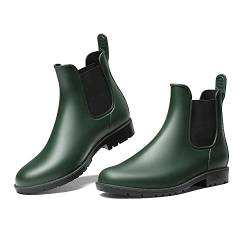 DREAM PAIRS Stiefel Damen Gummistiefel Damen Halbhoch Chelsea Boots Damen Frauen Ankle Wellies Wasserdicht Regenstiefel OLIVE/GRÜN 42 EU von DREAM PAIRS