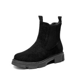 DREAM PAIRS Stiefeletten Damen Chelsea Stiefel Stiefeletten Ankle Booties Damen Boots SCHWARZ-SUEDE 38 (EUR) SDAB2318W-E von DREAM PAIRS