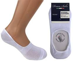 DREAM SOCKS 6 Paar unsichtbare niedrige Socken für Damen Herren mit Silikon in der Ferse für Sneaker, Mokassins, atmungsaktive Socken in Stretch-Lisle, schwarz weiß beige (6 Paare Weiß, 38-40) von DREAM SOCKS