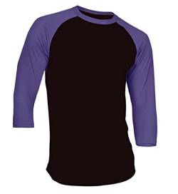 DREAM USA Herren Casual 3/4 Ärmel Baseball T-Shirt Raglan Jersey Shirt Weiß, W. Black & Purple, 3X-Groß von DREAM USA