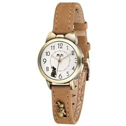 DREAMING Q&P Damen Quarz Analog Uhr mit Braun Echt Leder Armband Bronze Farbe Edelstahl Kanin Design MW234K von DREAMING Q&P