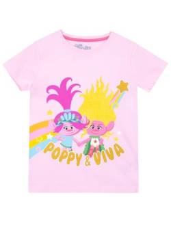 DREAMWORKS TROLLS T-Shirt | Viva und Poppy Tshirt | Troll T-Shirts für Mädchen | Offizielle Merchandise-Artikel | Rosa | 104 von DREAMWORKS TROLLS