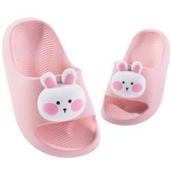 DRECAGE Badelatschen Kinder Mädchen Badeschlappen Jungen Weiche Rutschfeste Badesandalen Sommer Badeschuhe Hausschuhe Rosa Bunny 23 EU von DRECAGE